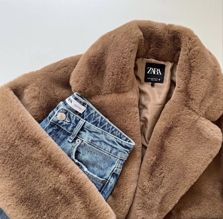 Zara futro płaszcz kurtka futerko nowe vital brązowe S-M