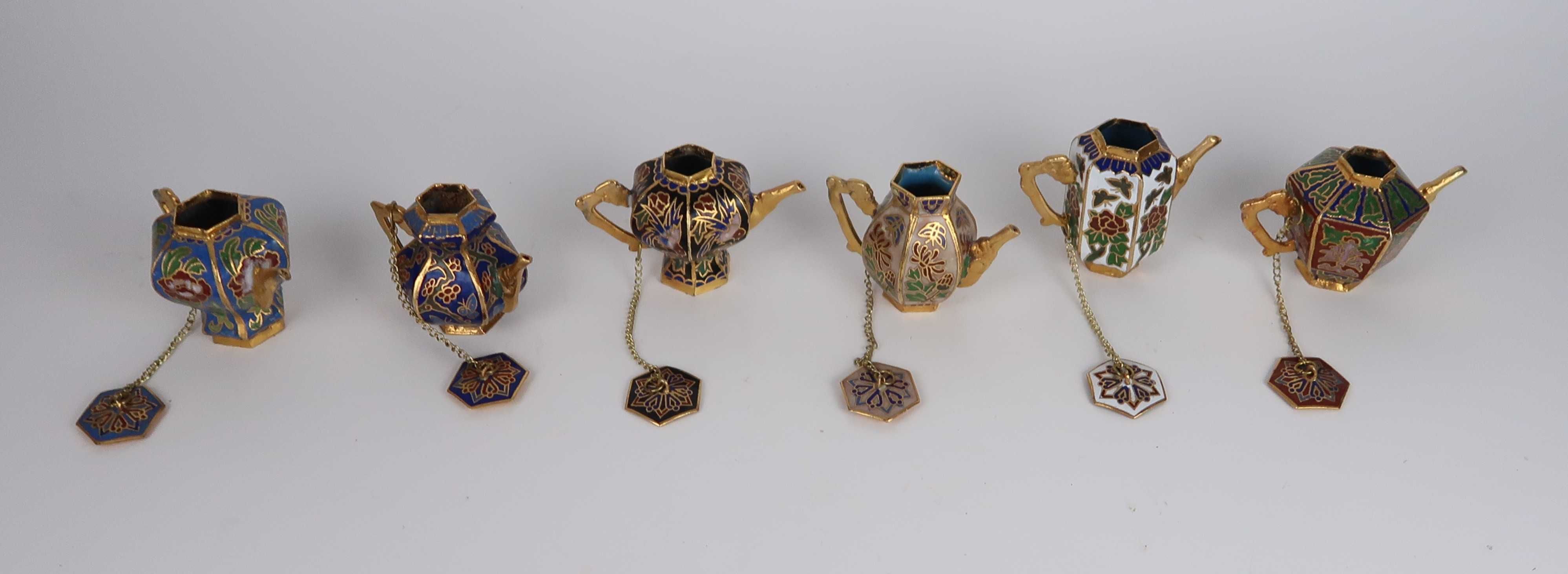Lote de 6 bules miniatura Cloisonné