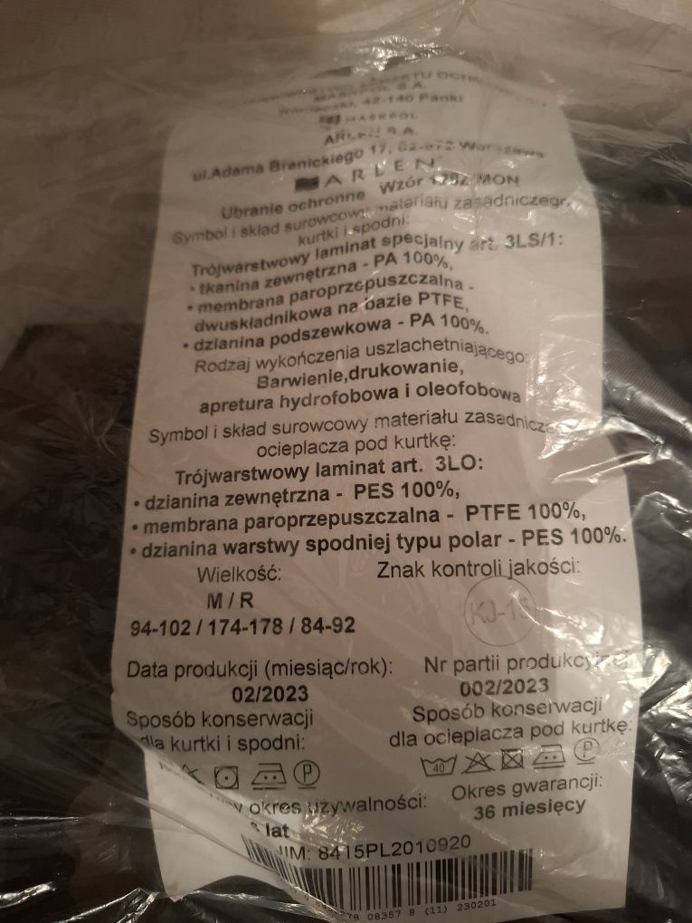 KOMPLET Ubranie wojskowe GORE-TEX wzór 128Z/MON roz. M/R nowa.
