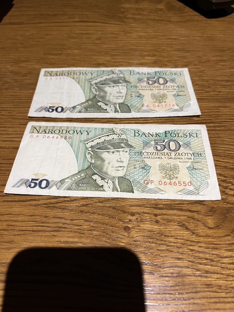 Banknoty 50 zl prl, 2 sztuki kolekcjonerskie