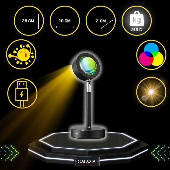 LAMPA ZACHÓD SŁOŃCA Lampka Sunset Lamp Projektor Wschód Słońce