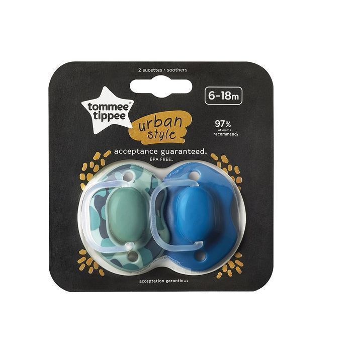 Tommee Tippee Urban Smoczek Uspokajający 6-18M Boy 2Szt (P1)