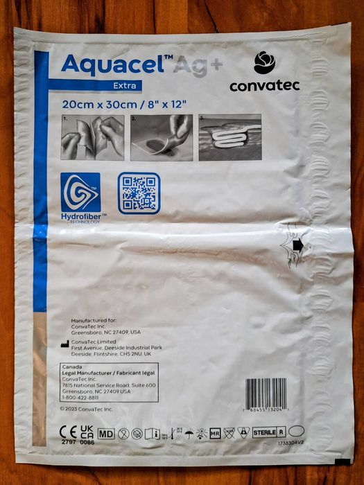 Aquacel Ag Extra antybakteryjny opatrunek hydrowłóknisty na rany 20×30