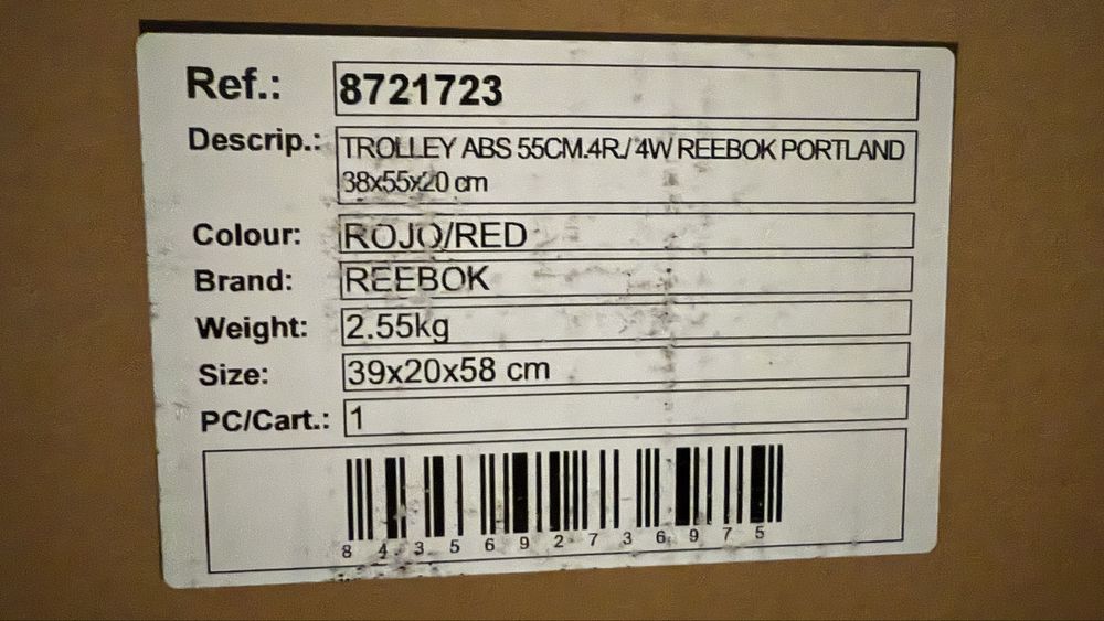 Trolley Reebok 38x55x20 vermelha