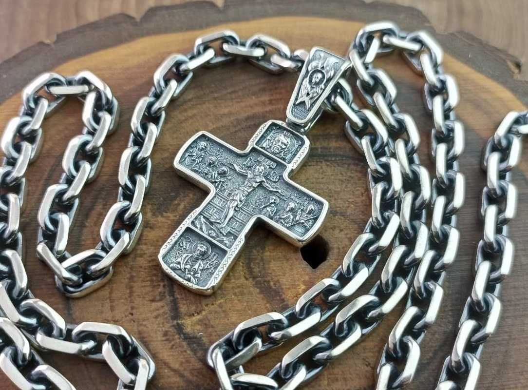 Серебряный  крестик на шею.  Срібний чоловічий хрестик