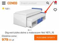 Łóżko dolne grafitowe yeti y-15