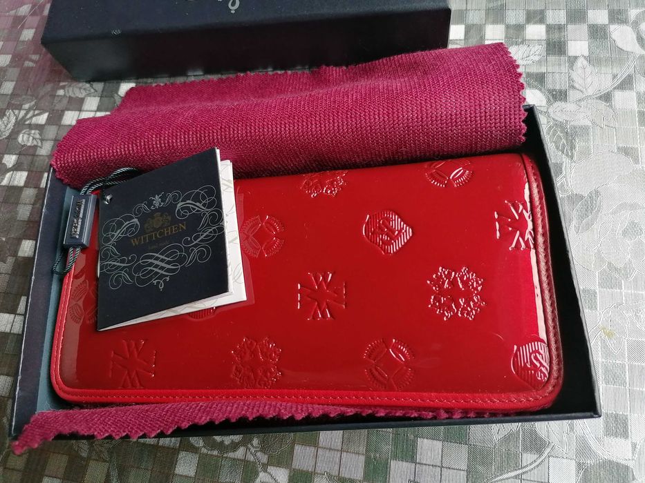 Nowy, Wittchen portfel damski skórzany lakierowany, czerwony