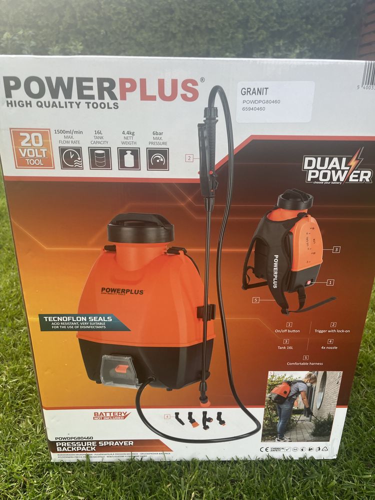 Opryskiwacz akumulatorowe PowerPlus 16 l z bateria i ladowarka