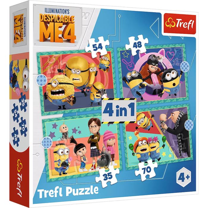Puzzle 4w1 Zwariowane Minionki 34648. Trefl