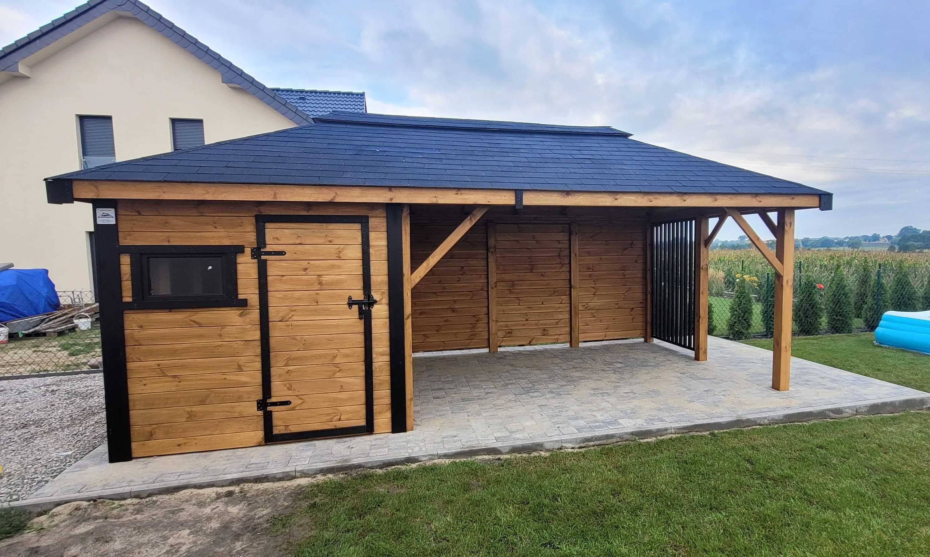 Domek z Altaną NOEMI Loft altanka wiata 6x3m DREWNOTRIK.PL