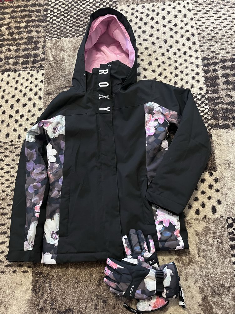 ROXY kurtka narciarska r. 168 kurtka dziecięca + rękawice