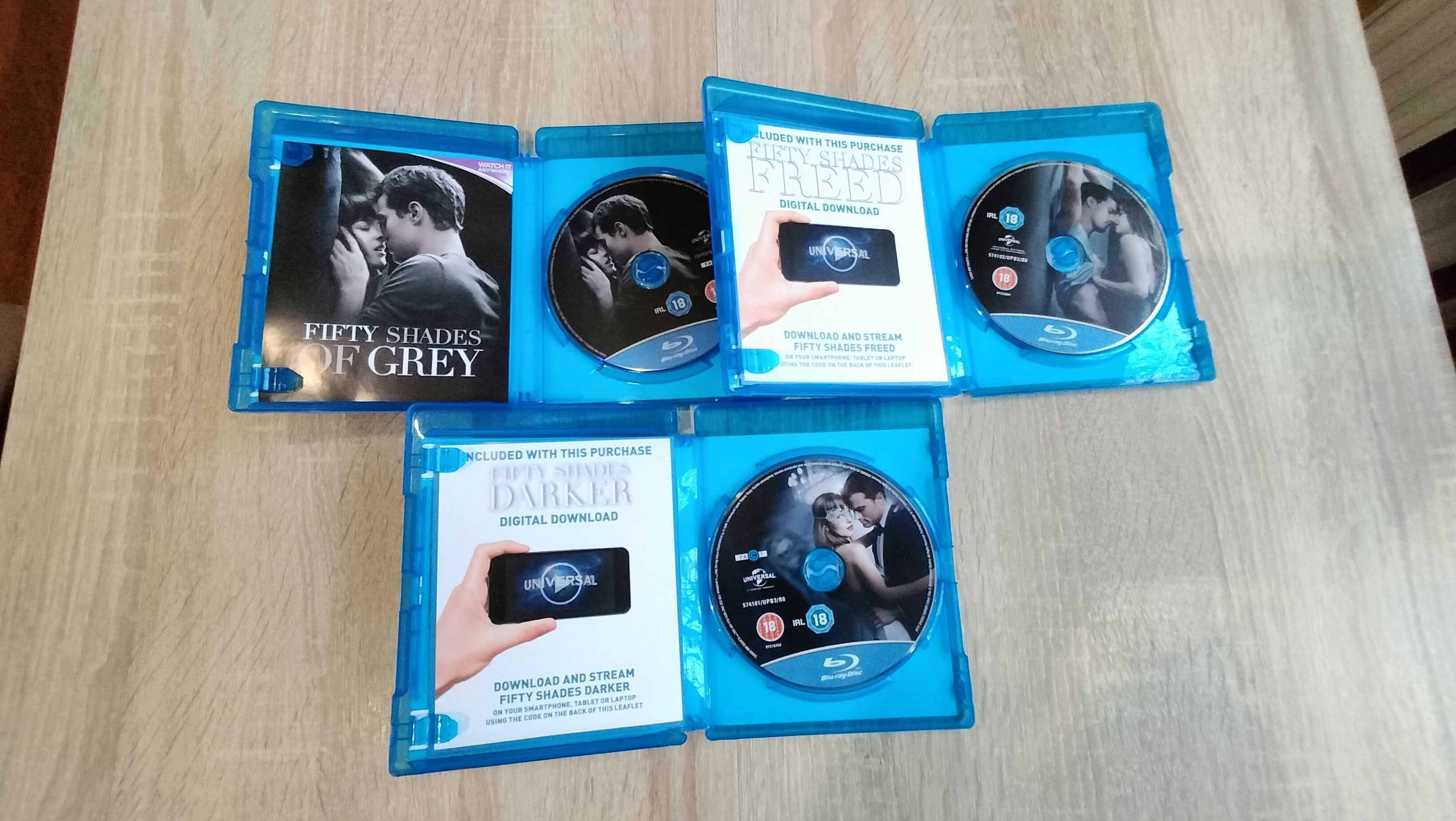 Kolekcja 3 ech Płyt Blu-Ray Fifty Shades of Grey,Darker and Freed.