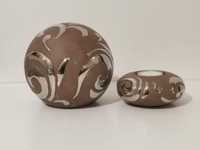 Zestaw brązowo-srebrny dekoracyjny, ceramika