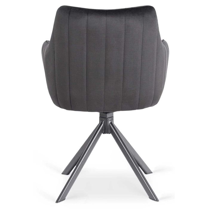 Krzesło do jadalni Obrotowe Welurowe Czarne Pikowane Tapicerowane