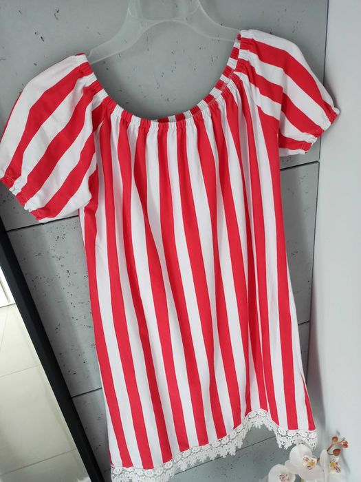 Sukienka letnia w paski w stylu hiszpańskim r.L