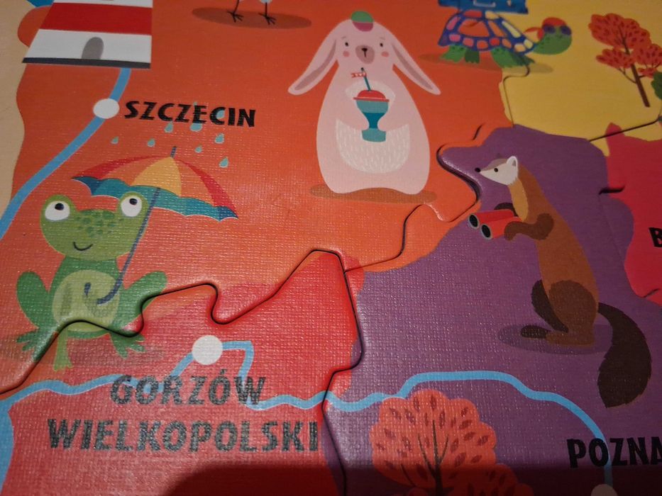 Mapa polski puzzle + memo gra dla dzieci