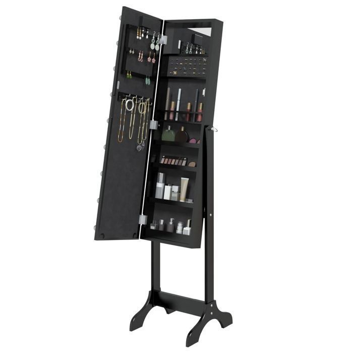 Vidaxl Lustro Stojące Z Led, Czarne, 34X37X146 Cm