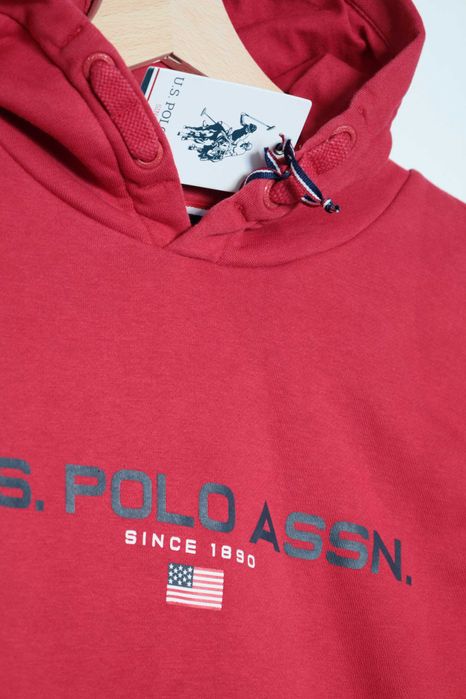 U.S. POLO ASSN Dziecięca  Czerwona bluza z kapturem 152/158  12/13 lat