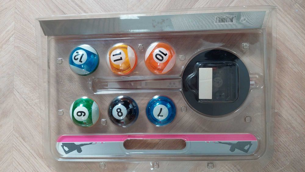 Relógio de parede, motivo bolas snooker