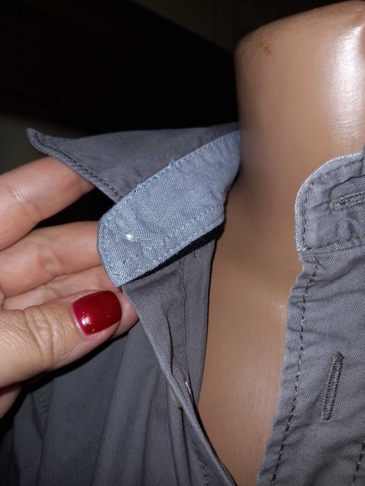 Серая рубашка с длинным рукавом на парня 12-13 лет, рост 160 см