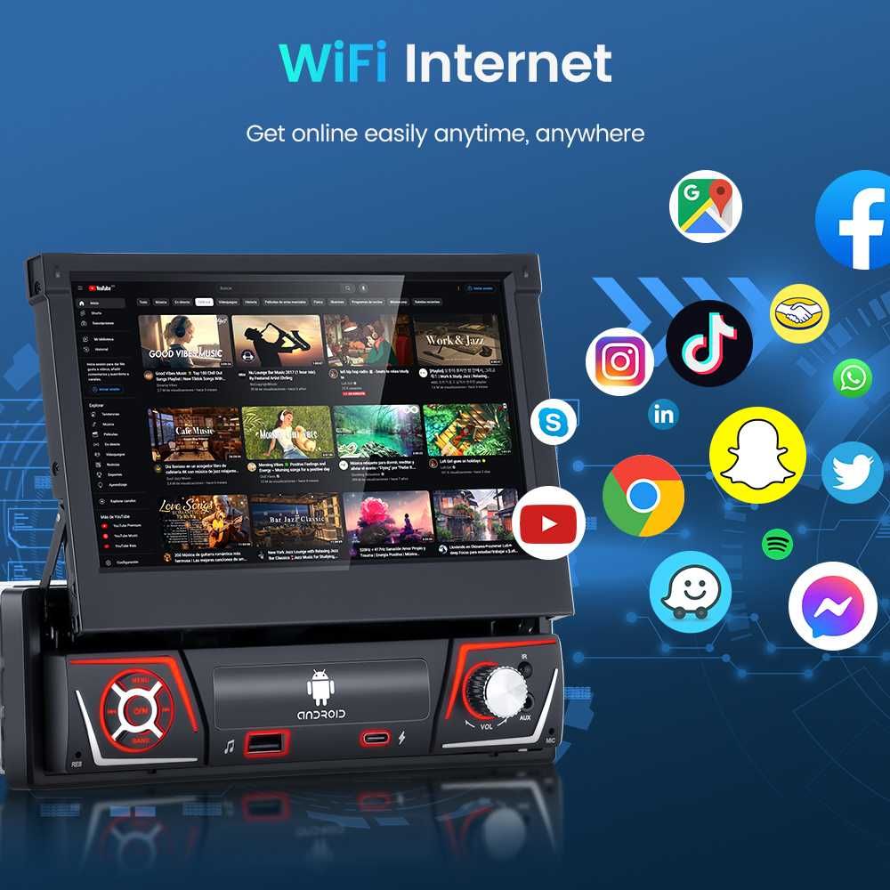 Rádio  1 DIN  Bluetooth/ Mirror Link Android  FM/ USB/ AUX