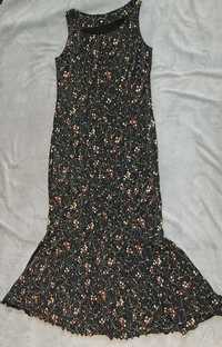 suknia sukienka czarna w haftowane kwiaty roz 42-46