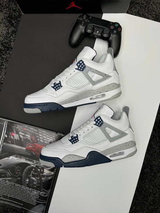 ФАВОРИТ! Air Jordan 4 Retro White Blue 41 42 43 44 45 аір джордан білі
