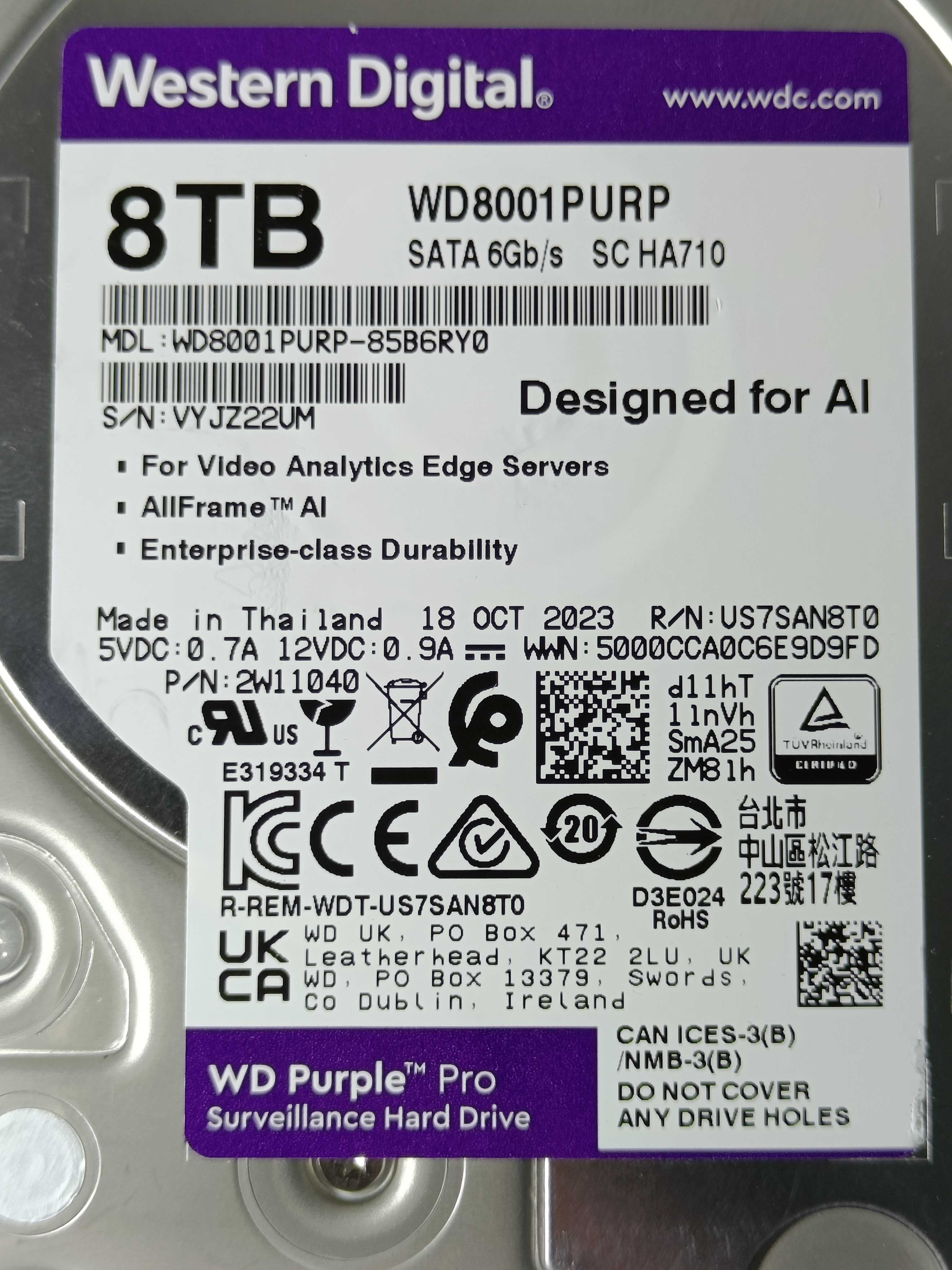 НОВІ Хард Диск HDD Hard Disk Western Digital Purple PRO 8TB WD8001PURP