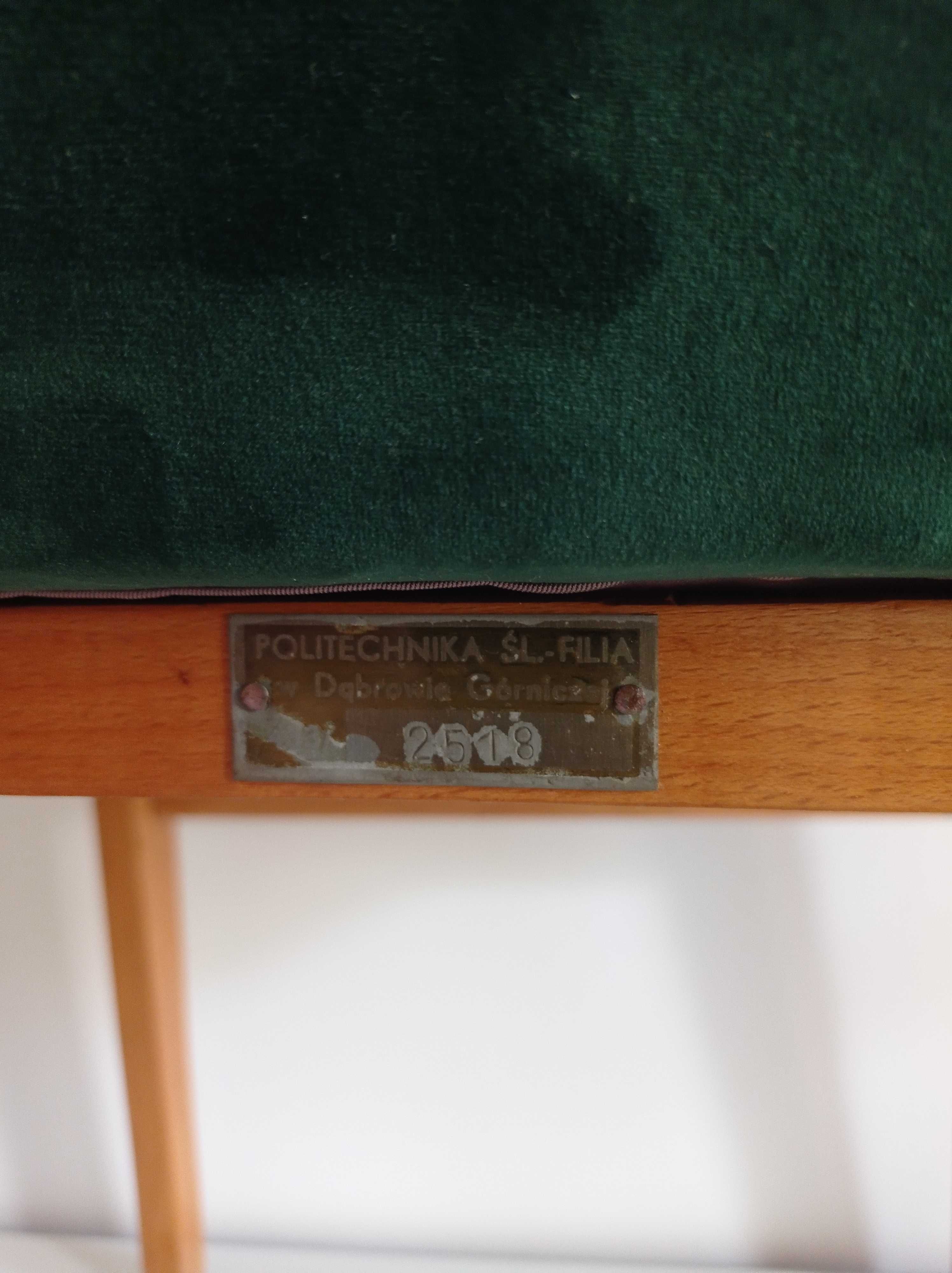 Krzesło tapicerowane PRL zielone retro vintage