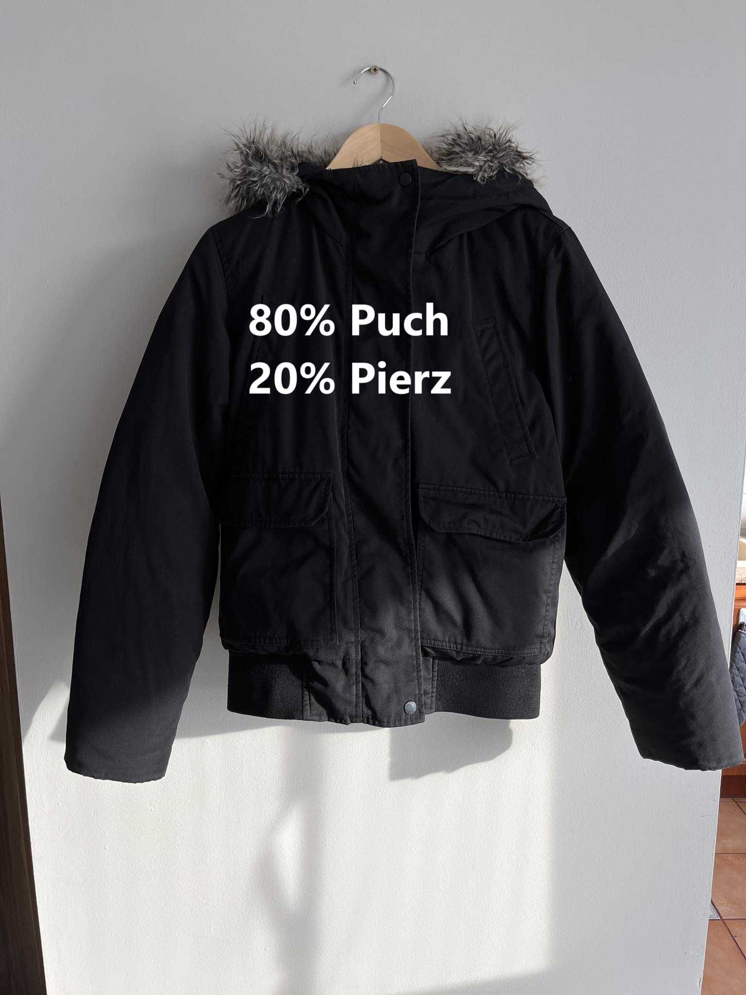 Czarna kurtka puchowa H&M Premium 80% Puch 20% pierz rozmiar 36