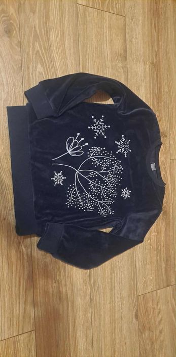 Ciepła welurowa bluzka dla dziewczynki