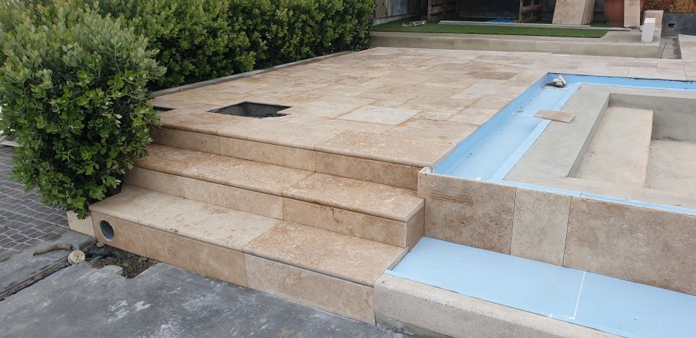 Pedra para piscina travertino creme