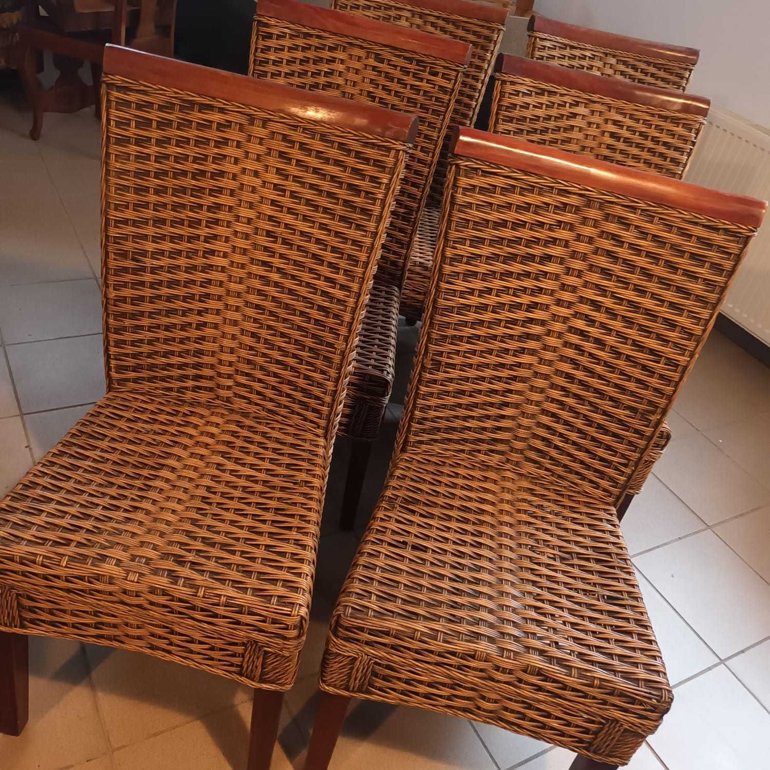 Komplet krzeseł rattanowych - 6 sztuk