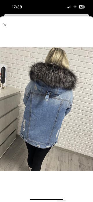 Зимова джинсова парка куртка на меху