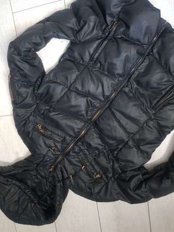 Czarna kurtka pikowana zimowa ciepła czarna dłuższa
