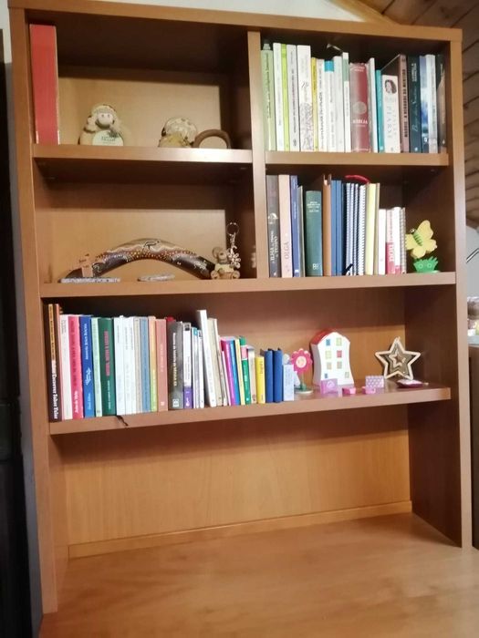 Secretária de estudo com alçado de prateleiras