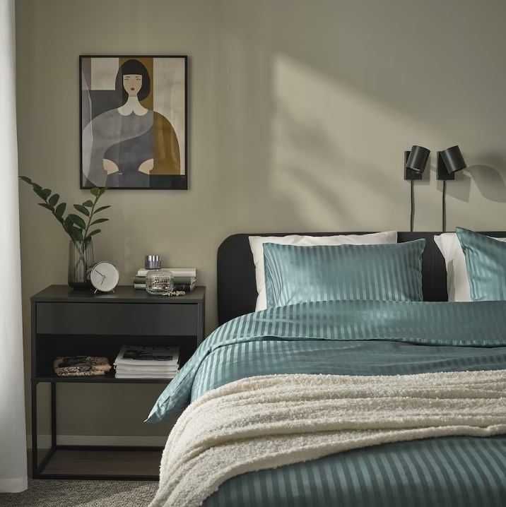 IKEA NATTJASMIN komplet pościeli 200x200 niebieskozielony