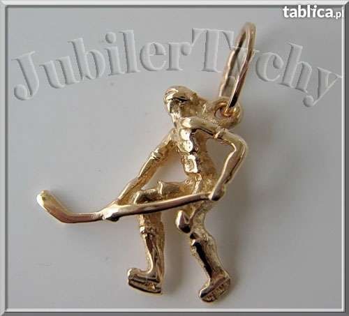 Złoty lub Srebrny Wisiorek Hokeista Tychy Hokej Złoto Au 585