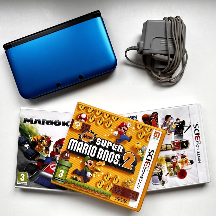 Nintendo 3DS XL Azul + Carregador Original + 3 Jogos