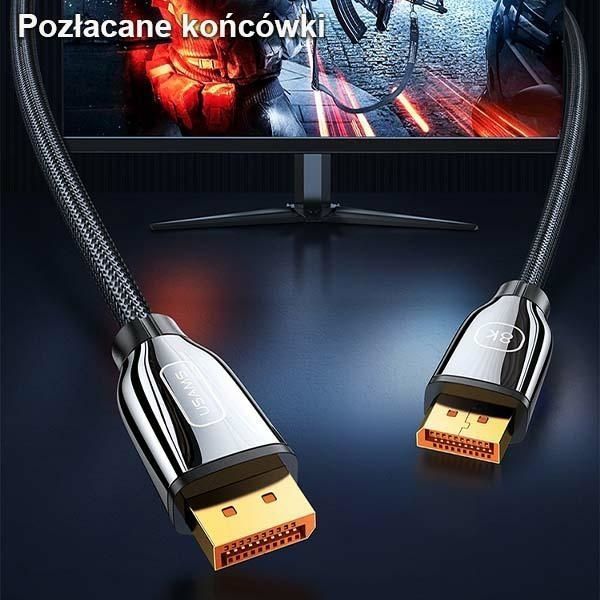 Usams Kabel DP 1.4 Hd U75 2.0M - Przewód DP do 8K HD