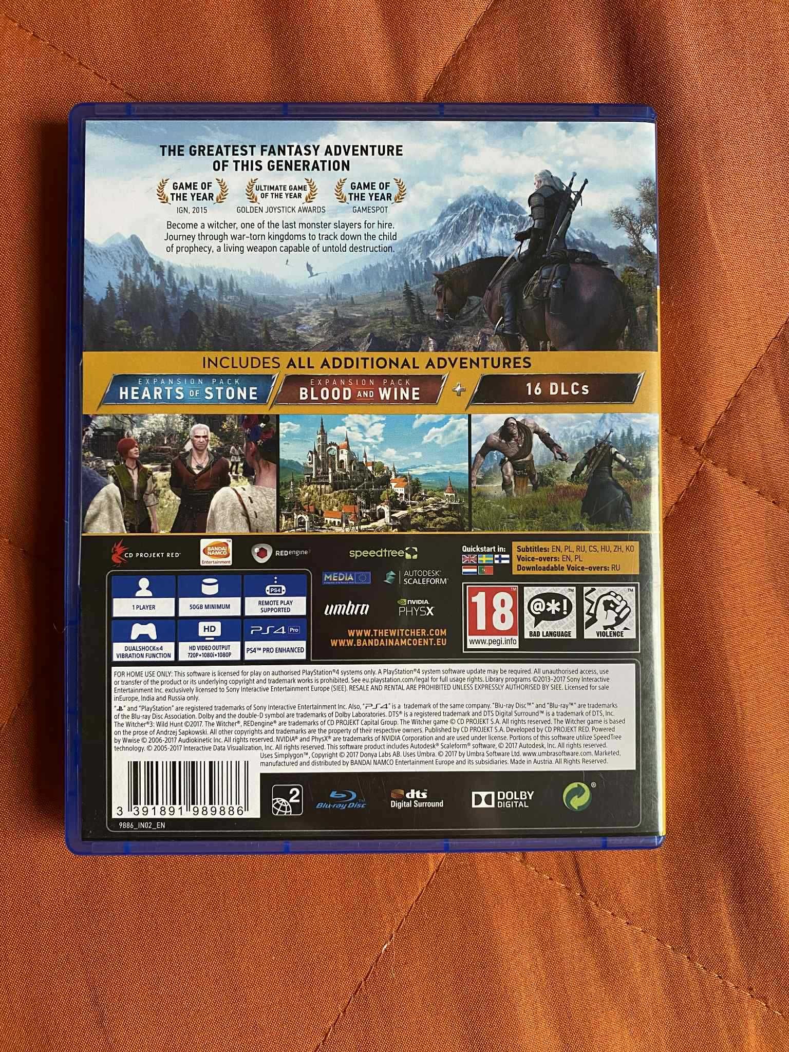 The Witcher 3 Wild Hunt Game of the Year Edition Blu-ray PS4 PS5