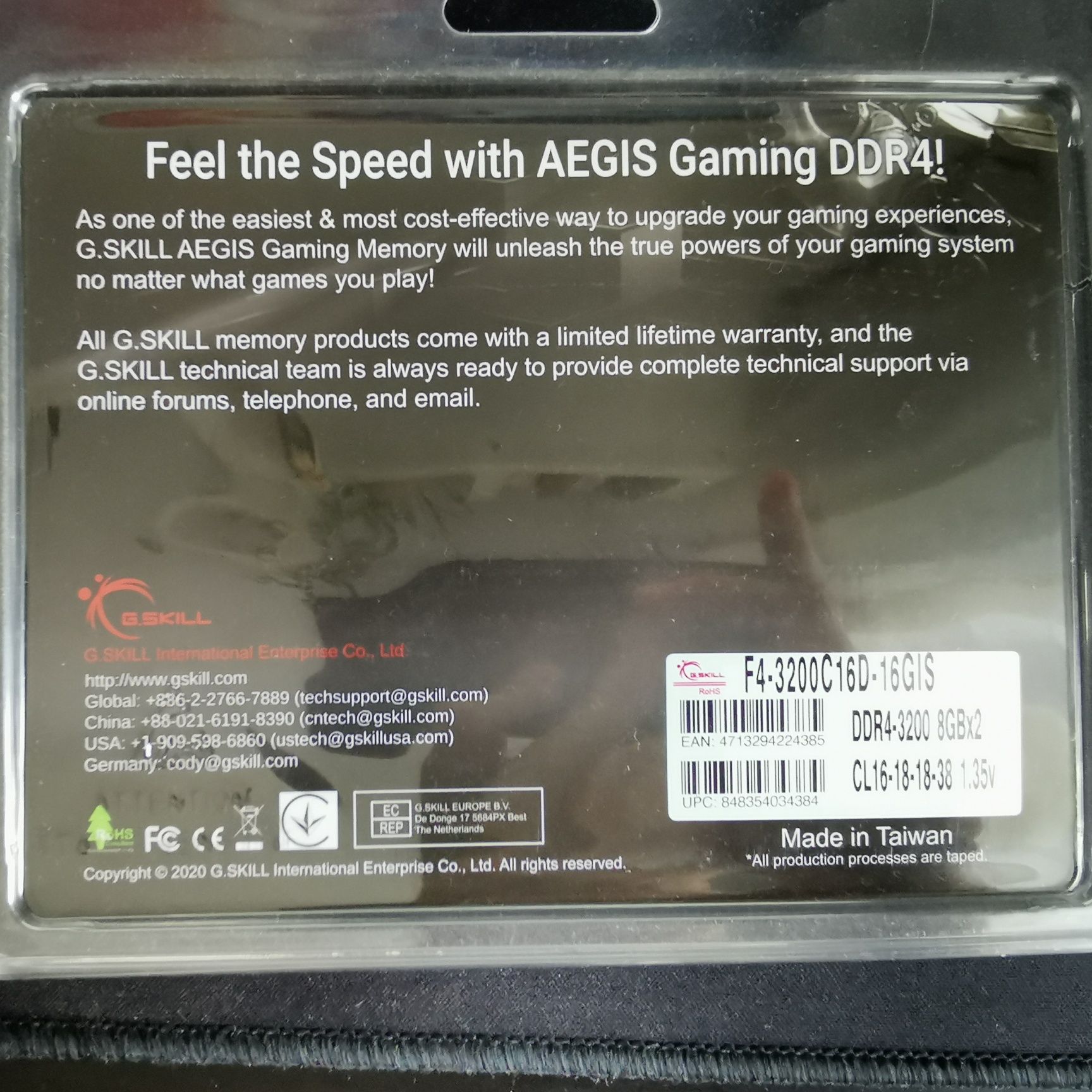 Pamięć RAM G. Skill Aegis, DDR4, 2x8 GB, 3200 MHz, CL16