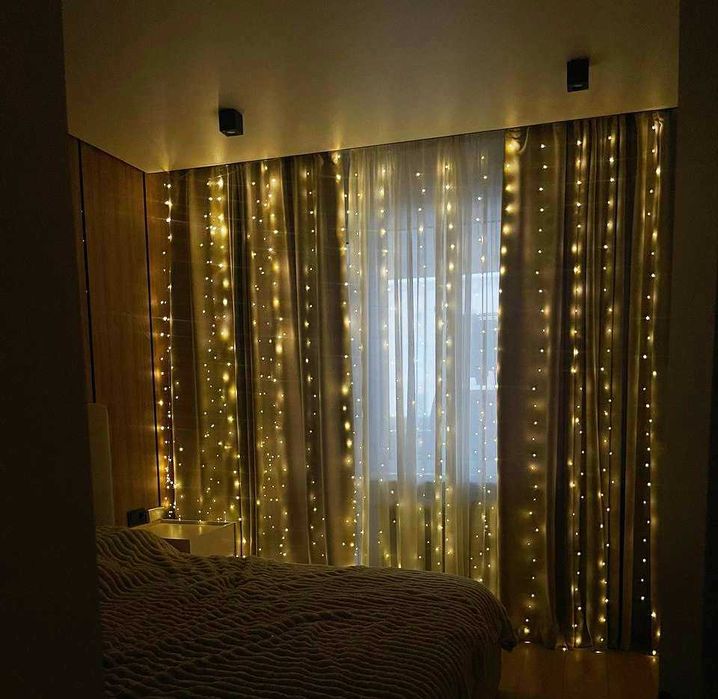 Гірлянда штора на вікно 6 на 3м , 600 яскравих ламп. 8 режимів. +Пульт