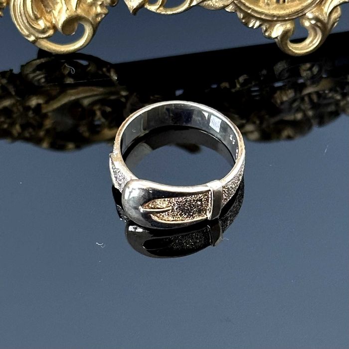 Srebrny pozłacany pierścionek - srebra próby 925 - pozłocony