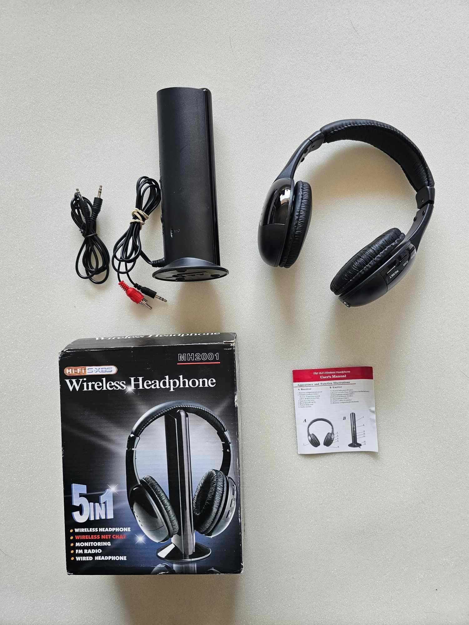 Bezprzewodowe słuchawki nauszne Hi-Fi S-XBS 5w1 czarne