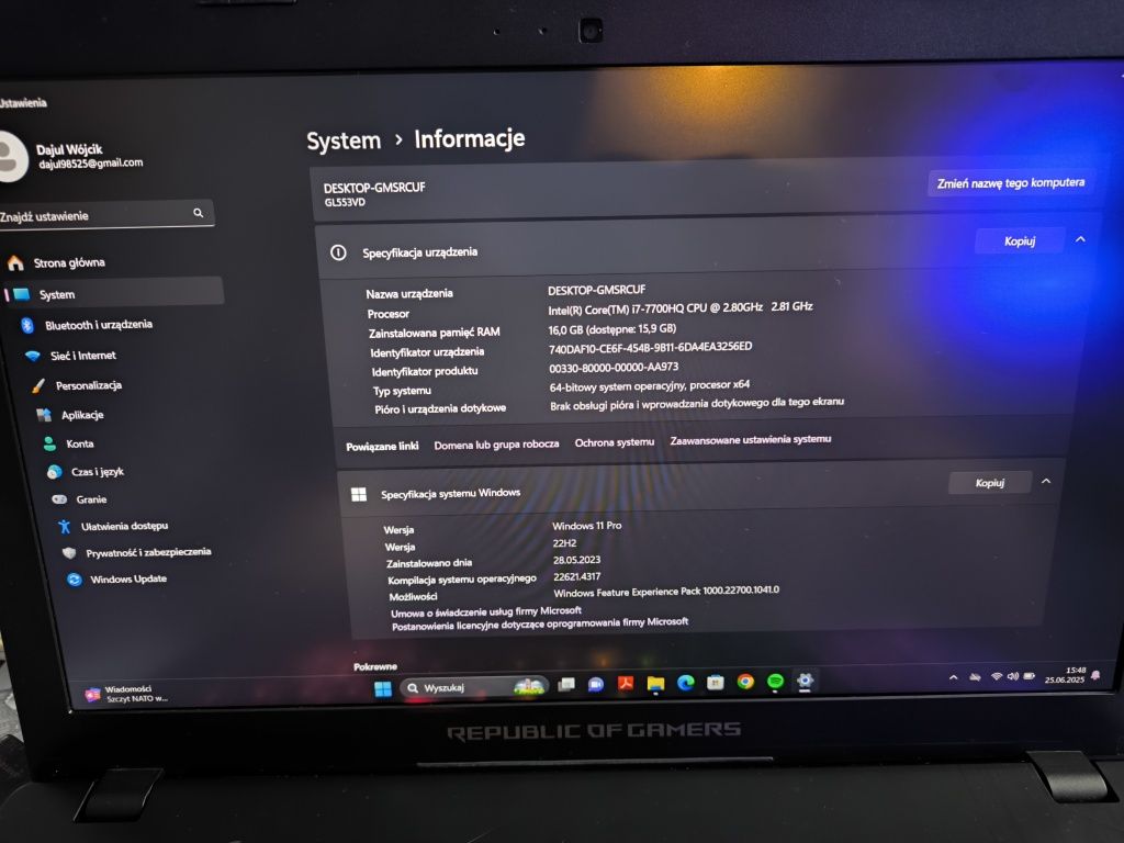 Laptop Asus Rog GL553V