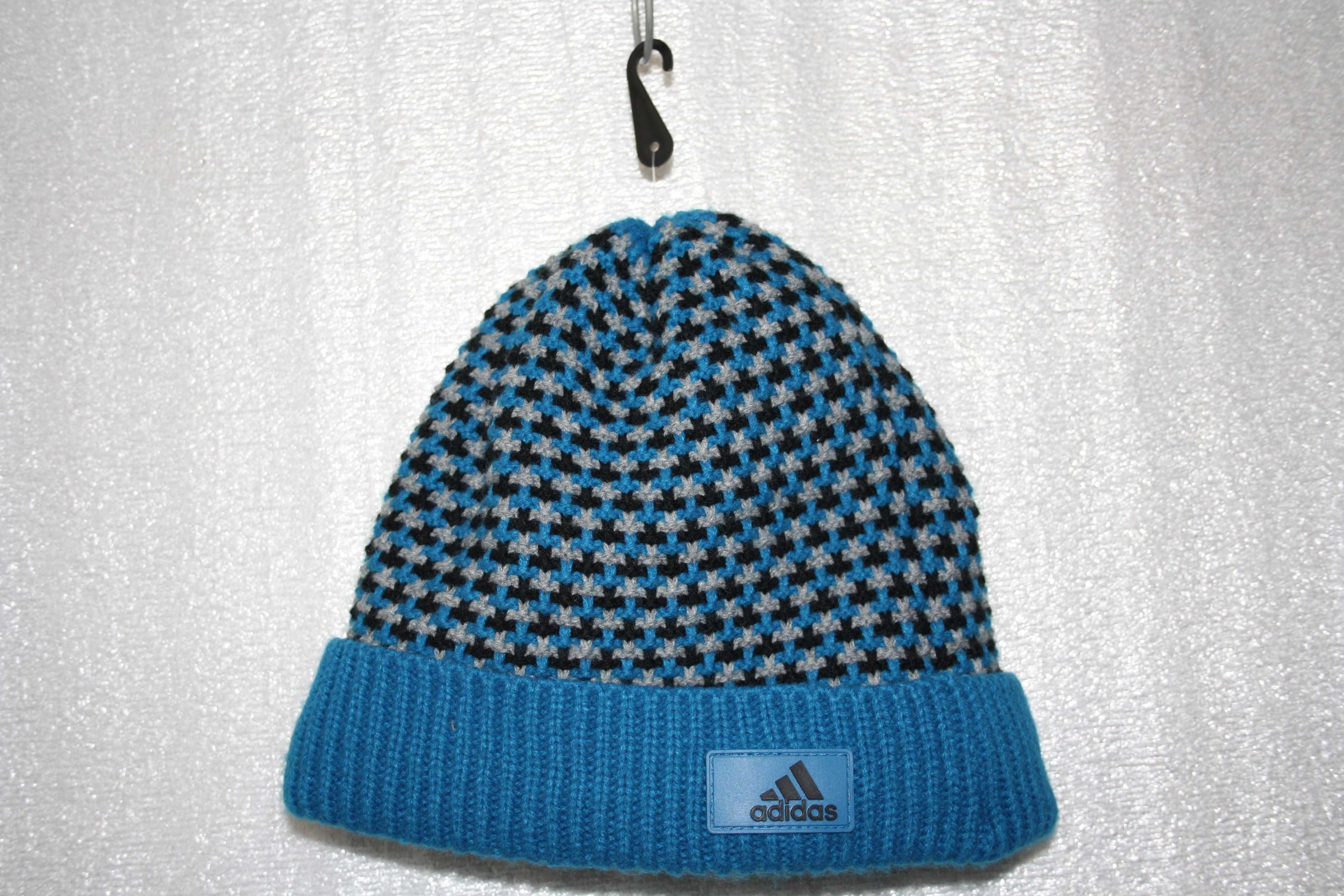 Теплі шапка зимняя на флисе Adidas Climaheat Striped, размер 58-59