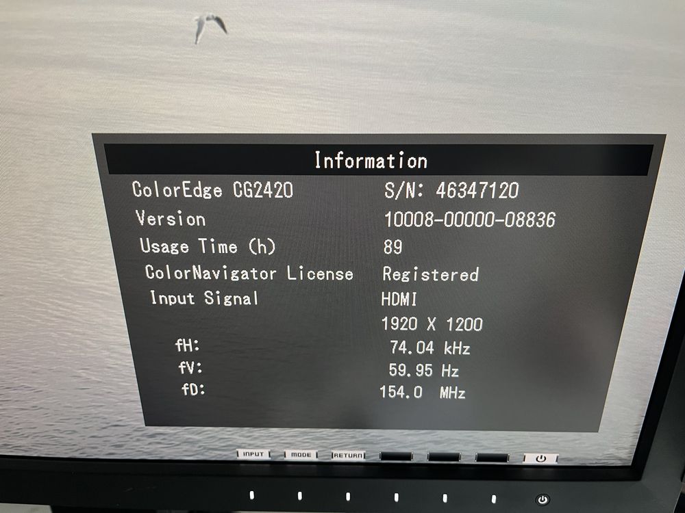 Monitor Eizo ColorEdge CG2420 - mniej niz 100h