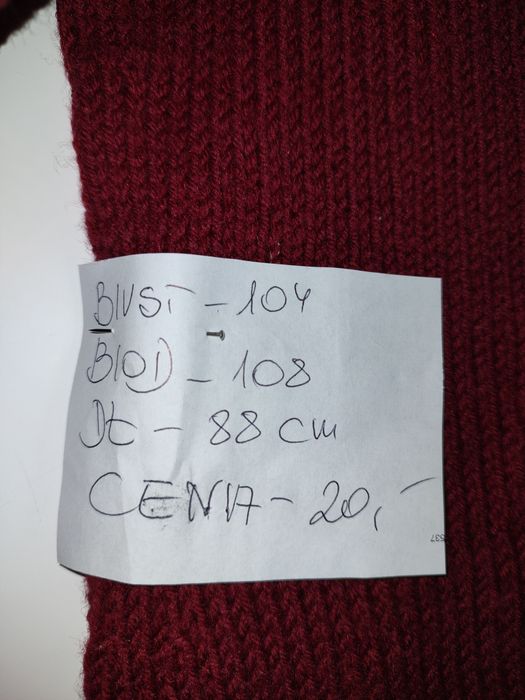 Bordowa sweterkowa tuniko -sukienka biust 104 tanio