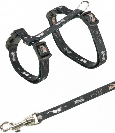 Zestaw spacerowy dla małego kota/kociąt - Szelki 21-33cm + smycz 120cm